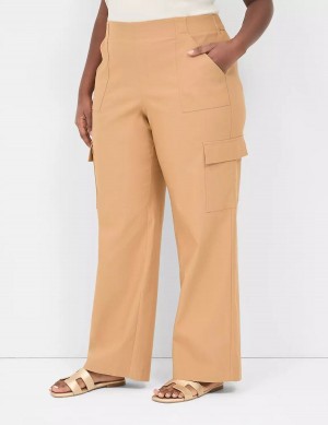 Lane Bryant 4-Season Pull-On Straight Cargo Women Pants Brown | YAR2242QQ