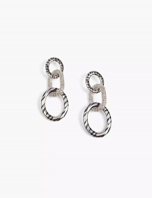 Lane Bryant Animal Print-Link Women Earrings Silver | ZQE5383ZG