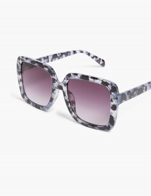 Lane Bryant Black & Grey Tortoiseshell Print Square Women Sunglasses Black | BOQ8486PZ