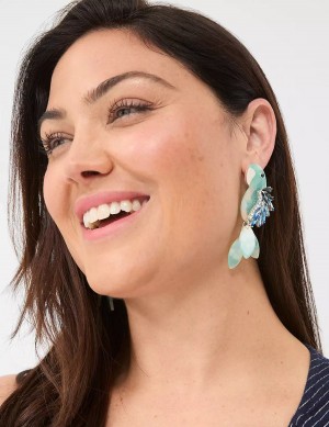 Lane Bryant Blue Parrot Statement Women Earrings Silver | LZC3966RG