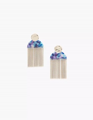 Lane Bryant Blue Tassel Drop Women Earrings Silver | QUR5383QB