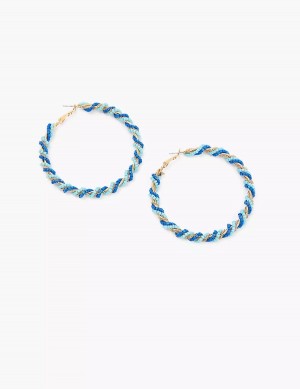 Lane Bryant Blue Twisted Women Hoop Earrings Gold | KYP62100ZM