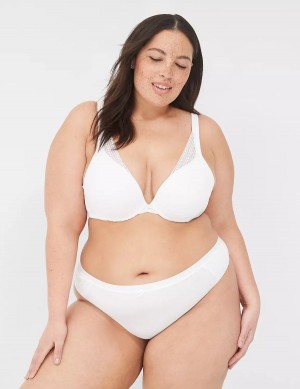 Lane Bryant Boost Plunge With Lace Women Bralettes White | TML5675GD