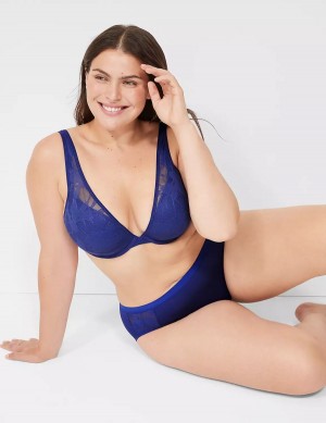 Lane Bryant Boost Plunge With Lace Women Bralettes Blue | DRK3939WG