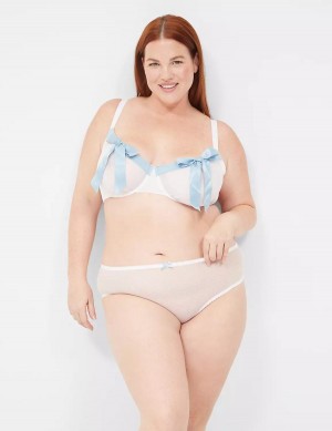 Lane Bryant Bow-Back Sheer Women Briefs White | QWF2540IS