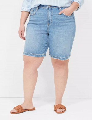 Lane Bryant Boyfriend Fit Bermuda Jean Women Shorts Blue | KWE3245FM