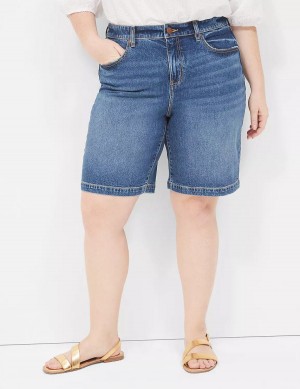 Lane Bryant Boyfriend Fit Bermuda Jean Women Shorts Blue | MJD4921BG