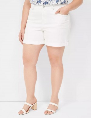 Lane Bryant Boyfriend Fit Midi Jean Women Shorts White | MWH1767GQ