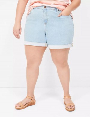 Lane Bryant Boyfriend Fit Midi Jean Women Shorts Light Blue | OPM6632PV