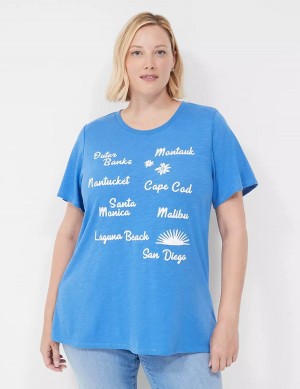 Lane Bryant Cities Graphic Tee Women T Shirts Blue | DQB7269FT