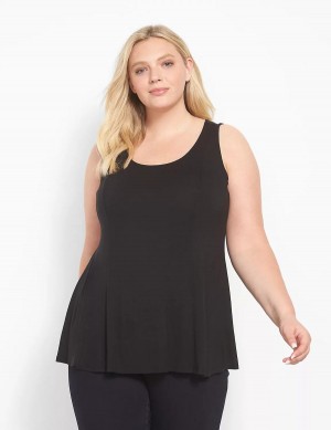 Lane Bryant Classic Scoop-Neck Fit & Flare Women Tank Top Black | YTN9428HC