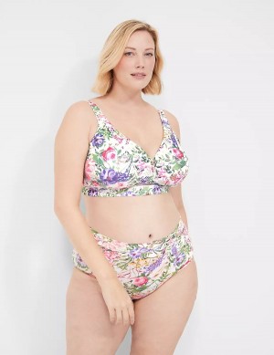 Lane Bryant Comfort Bliss Lightly Lined No-Wire Women Bralettes White Multicolor | SIL3245HA