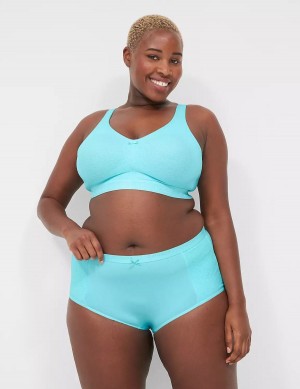 Lane Bryant Cotton Full With Lace Trim Women Briefs Turquoise | ZEE7325VF