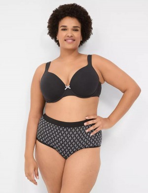 Lane Bryant Cotton Full With Wide Waistband Women Briefs Black | NIW430BH