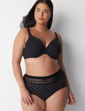 Lane Bryant Cotton Full with Lace Waist Women Briefs Green Black | MWN247YE