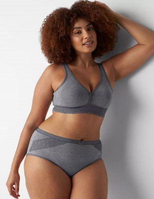 Lane Bryant Cotton High-Leg With Lace Trim Women Briefs Grey | ZMY4986DZ