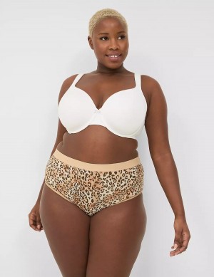 Lane Bryant Cotton High-Leg With Wide Waistband Women Briefs Beige | UTY1039CW