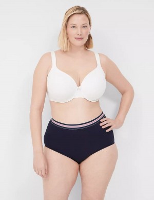 Lane Bryant Cotton High-Waist With Wide Waistband Women Briefs Blue | DLY4329PL