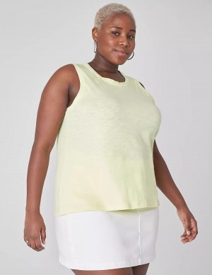 Lane Bryant Crew-Neck Women Tank Top Light Green Yellow | ZVX984AJ