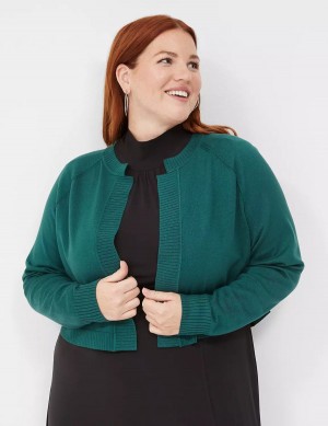 Lane Bryant Crop Open-Front Shrug Women Sweaters Green | MLM71JY