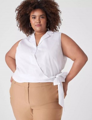 Lane Bryant Crop Sleeveless Full-Wrap Top Women T Shirts White | XSN654EG