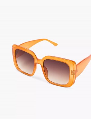 Lane Bryant Crystal Orange Square Women Sunglasses Orange | RQR6999JF