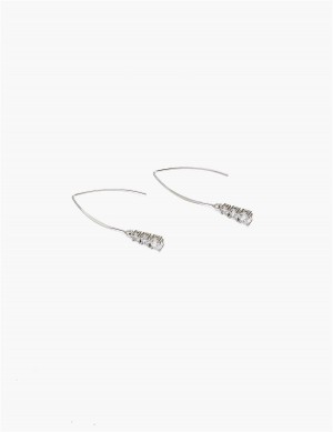 Lane Bryant Crystal Wire Drop Women Earrings Silver | VON7683AY