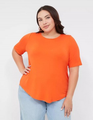 Lane Bryant Curved-Hem Perfect Sleeve Tee Women T Shirts Light Red | ATX6130XE