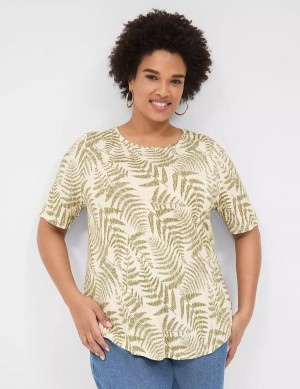 Lane Bryant Curved-Hem Perfect Sleeve Tee Women T Shirts Green | KBV1173VE