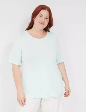 Lane Bryant Curved-Hem Perfect Sleeve Tee Women T Shirts Light Green | GJX4693JT