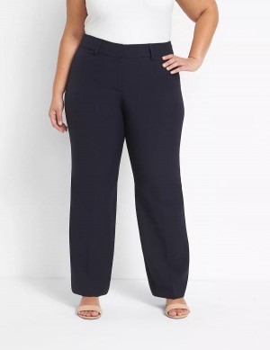 Lane Bryant Curvy Fit Perfect Drape Straight Women Pants Blue | RJA7948OG