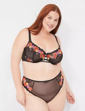 Lane Bryant Digital Print Lace Unlined Women Balconette Bra Black | KXG5655AQ