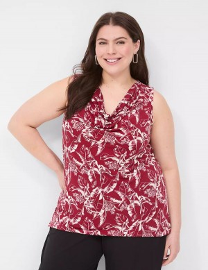 Lane Bryant Drape-Neck Shell Women T Shirts Burgundy | LOD2020RO