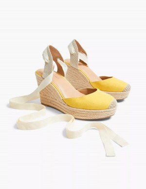 Lane Bryant Dream Cloud Ankle-Tie Espadrille Women Wedge Sandals Yellow | CJC7146JS