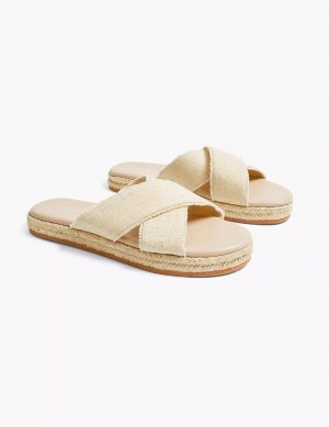 Lane Bryant Dream Cloud Criss-Cross Espadrille Women Slide Sandals Beige | CVJ7410ZI