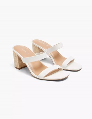 Lane Bryant Dream Cloud Double-Band Low Block Heel Women Heels Sandals White Rose | RLK4028BV