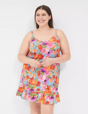 Lane Bryant DreamyCool Ruffle-Hem Chemise Women Dress Orange Multicolor | IZO4521NA