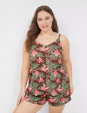 Lane Bryant Dreamy Cool Cami & Short PJ Set Women Pajamas Green Multicolor | MJP6744RL