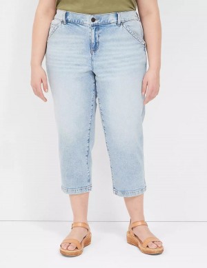 Lane Bryant Elastic Back-Waist Boyfriend Capri Women Jeans Light Blue | TED1286WL