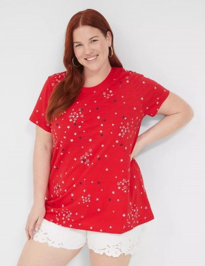 Lane Bryant Embroidered Stars Graphic Tee Women Tank Top Red | FUP9540NH