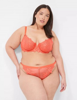 Lane Bryant Embroidered Women Thong Panty Red Coral | JWX6343LC