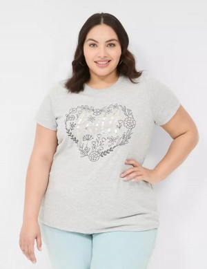 Lane Bryant Faith Graphic Tee Women Tank Top Grey | PYN8644FU