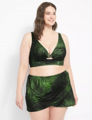 Lane Bryant Faux-Wrap Swim Women Skirts Dark Green | NHT3924OM