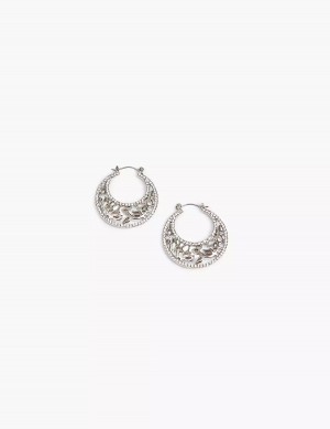 Lane Bryant Filigree Women Hoop Earrings Silver | KTZ6593RZ