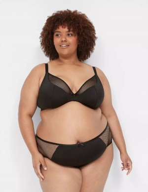 Lane Bryant Fishnet Lightly Lined Plunge Women Bralettes Black | QXM8945TK