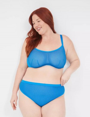 Lane Bryant Fishnet Rocker-Wire Bandeau Women Unlined Bra Blue | FLF1195PS