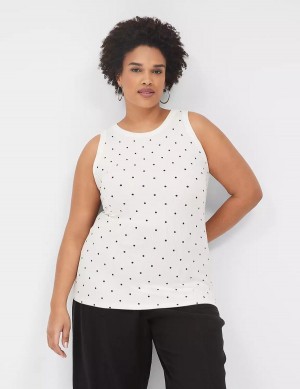 Lane Bryant Fitted High-Neck Rib Women Tank Top White | ICZ4552MF