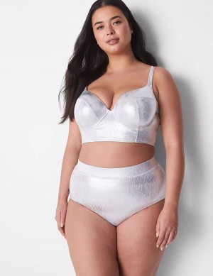 Lane Bryant Foil Swim Women Briefs Silver | YRJ623RA