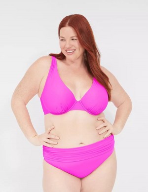 Lane Bryant Foldover-Waist Swim Women Briefs Pink | FBP9932DY