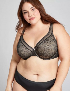 Lane Bryant Full Coverage with Lace Women Unlined Bra Black | YGJ9669PE